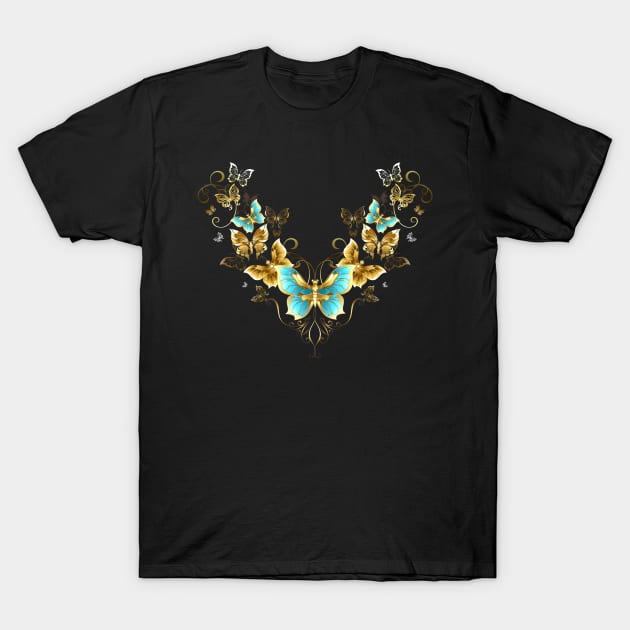 Symmetrical Pattern of Golden Butterflies ( Gold butterflies ) T-Shirt by Blackmoon9